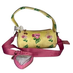 💛🔹️Juicy Couture🔹️ Yellow Iris Multi Retro Juicy Cherry Shoulder Bag